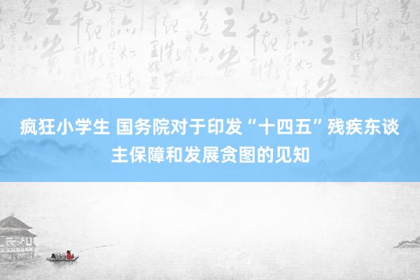 疯狂小学生 国务院对于印发“十四五”残疾东谈主保障和发展贪图的见知