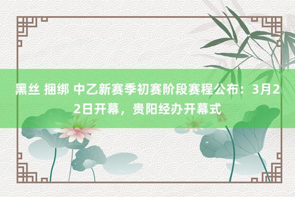 黑丝 捆绑 中乙新赛季初赛阶段赛程公布：3月22日开幕，贵阳经办开幕式